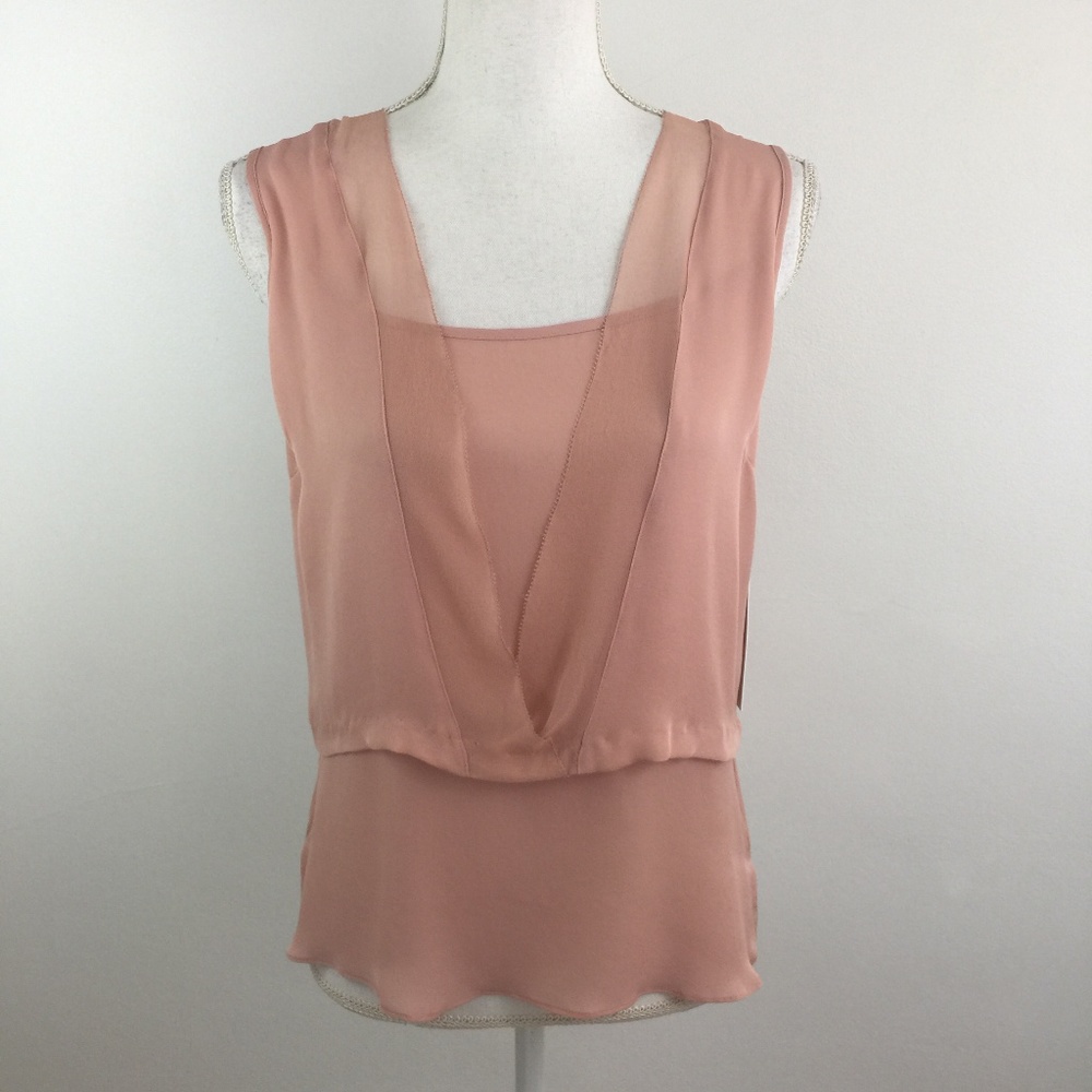 Becken Chiffon 100% Silk Layer Tank Tops, Blush